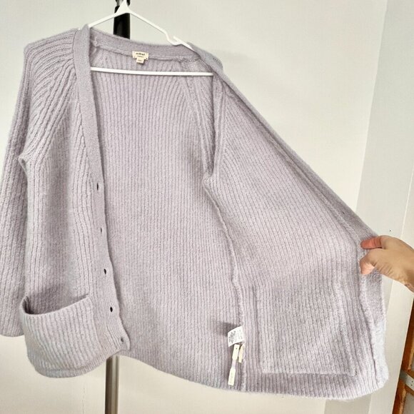 Aritzia Wilfred Mohair Wool Blend Purple Button Down VNeck Long Cardigan Sx XS - Picture 11 of 13